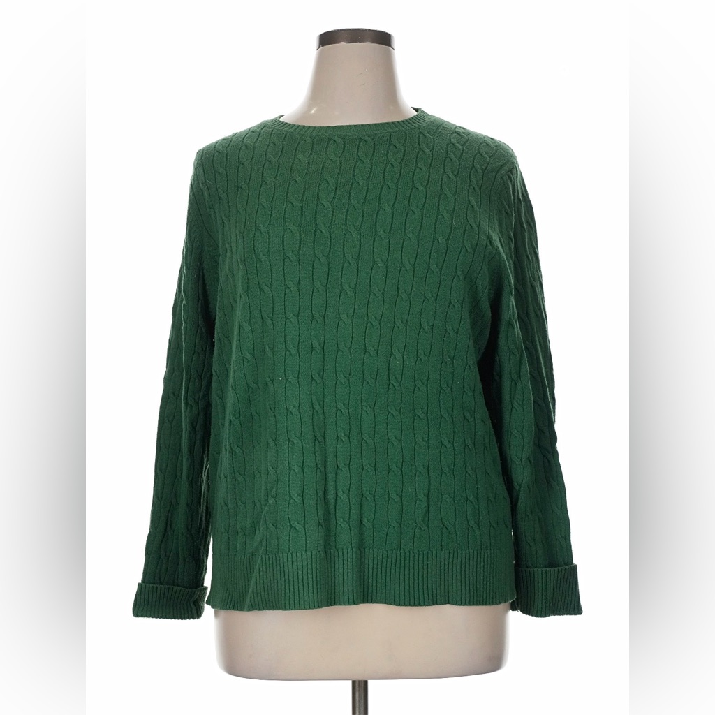 Lands End Crewneck Green Sweater 1x